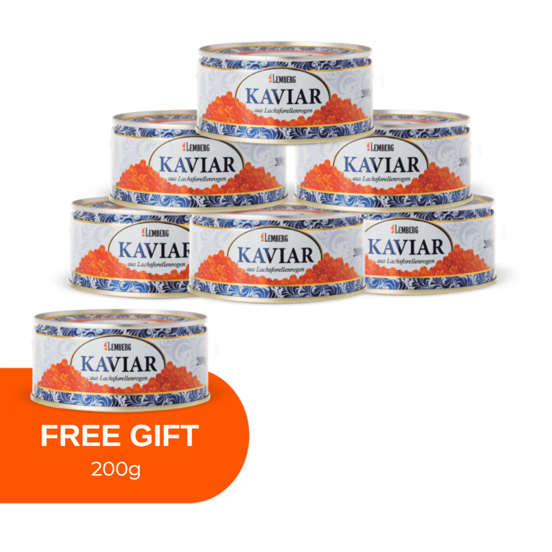 Zalmforelkaviaar, 6 +1 x 200g