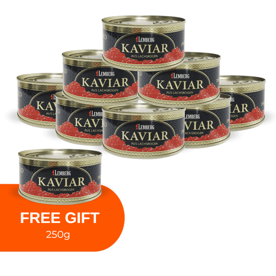 Roze zalmkaviaar ALASKA GOLD, 8 + 1 × 250 g