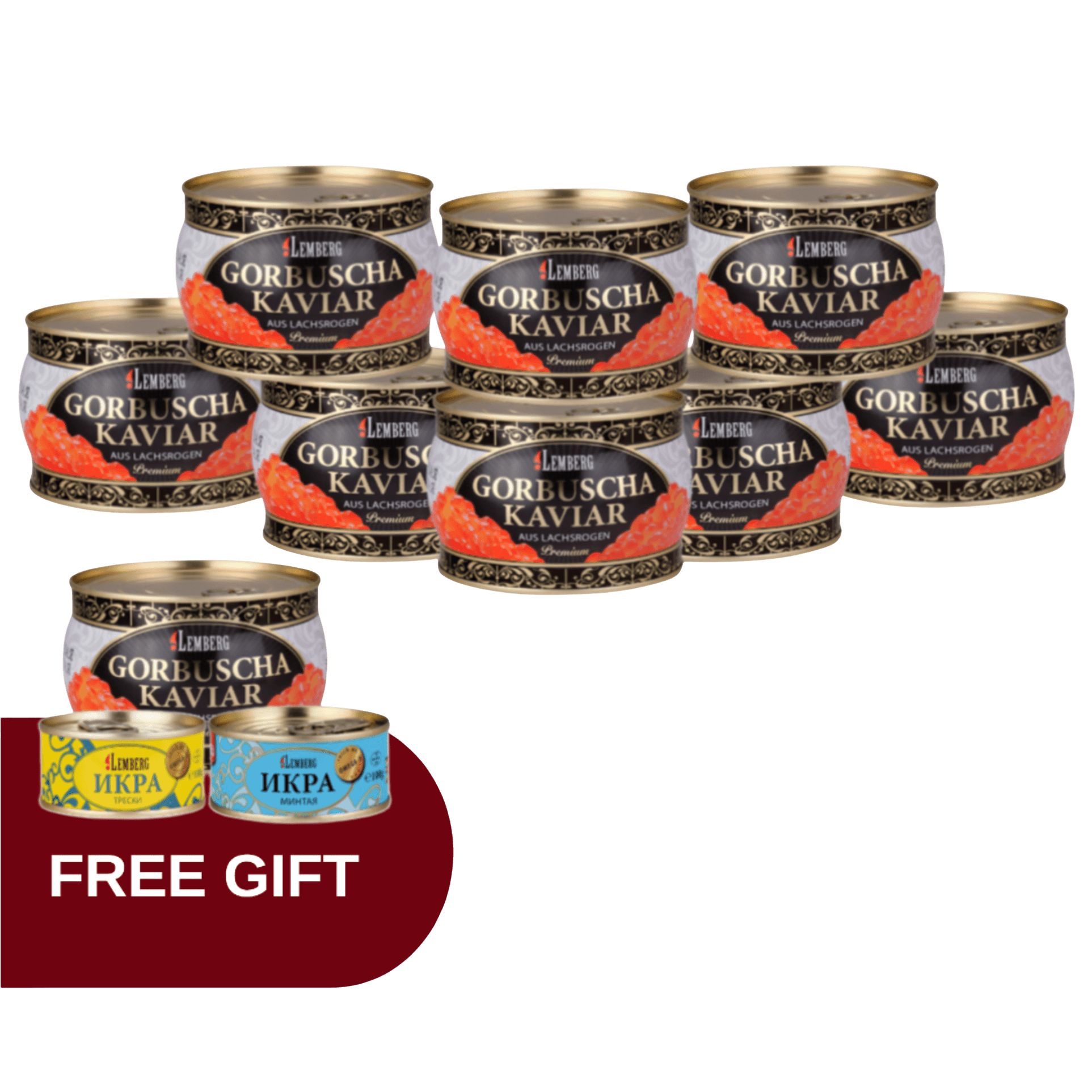8 + 1 x 400g Pink Salmon Caviar PREMIUM + EXTRA