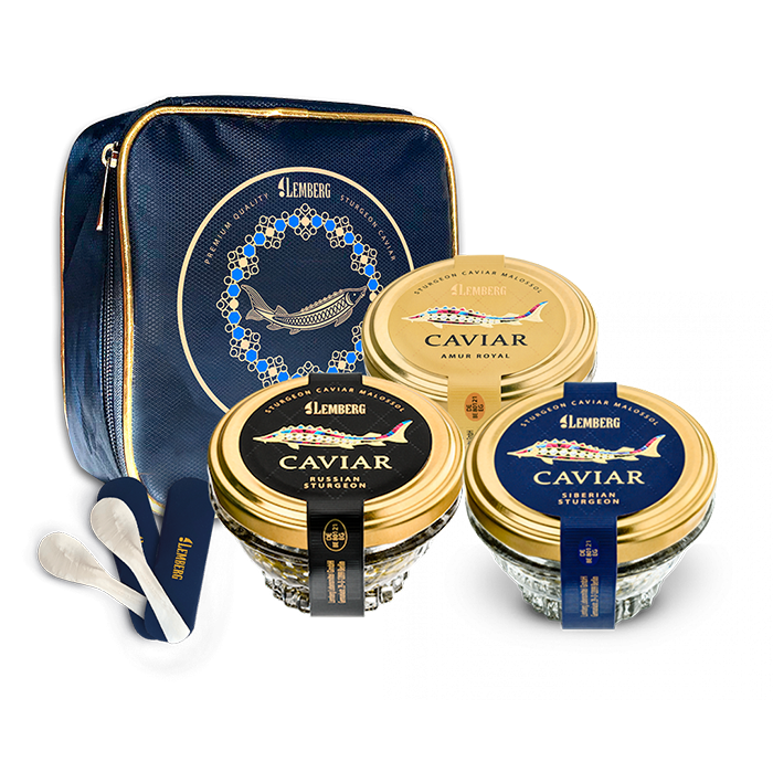 Set steurkaviaar, in een Lemberg koeltas, 3 x 50 g